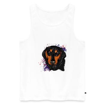 Dackel - Männer Premium Bio Tank Top - Weiß - Vorne - Michal (187cm)