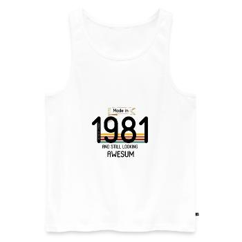 1981 et toujours aussi génial - Débardeur bio Premium Homme - blanc - Devant - Michal (187cm)
