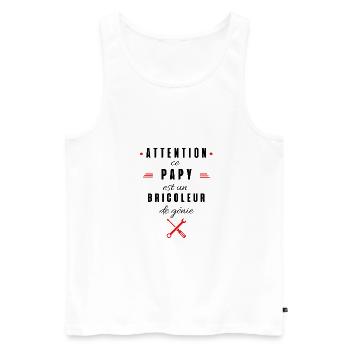 attention ce papy est un bricoleur de génie - Débardeur bio Premium Homme - blanc - Devant - Michal (187cm)
