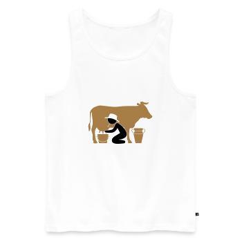 Bauer beim Melken einer Kuh - Männer Premium Bio Tank Top - Weiß - Vorne - AI Model Male 178 light (178cm)