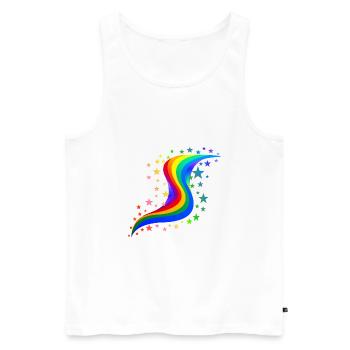 Arc-en-ciel avec étoiles - Rainbow with stars - Débardeur bio Premium Homme - blanc - Devant - Michal (187cm)