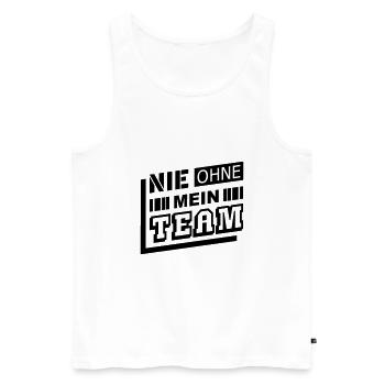 Nie ohne Team (Schriftzug) - Männer Premium Bio Tank Top - Weiß - Vorne - Michal (187cm)