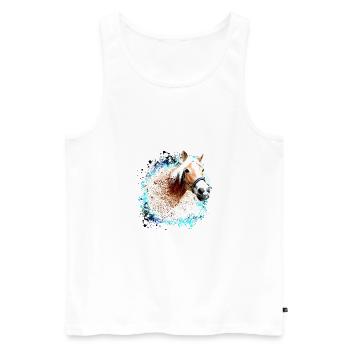 cheval,haflinger, graffitis, peinture, bleu, chevaux, - Débardeur bio Premium Homme - blanc - Devant - Michal (187cm)