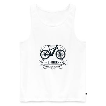 E-Bike Parce Je Vieux Vélo Vélo Sport - Débardeur bio Premium Homme - blanc - Devant - AI Model Male 178 light (178cm)