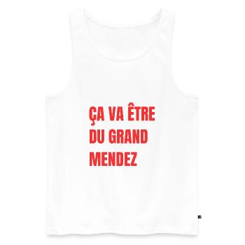ça va être du grand mendez - Débardeur bio Premium Homme - blanc - Devant - AI Model Male 178 light (178cm)