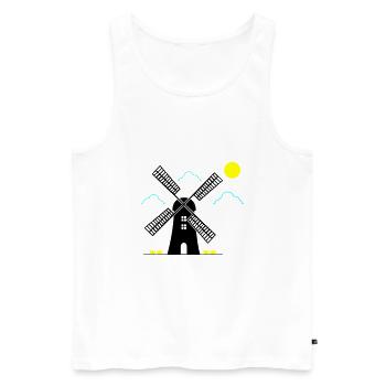 moulin à vent paysage - Débardeur bio Premium Homme - blanc - Devant - AI Model Male 178 light (178cm)