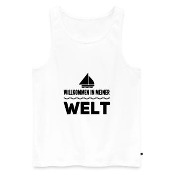 Sailing Saying Gift Bienvenue dans mon monde - Débardeur bio Premium Homme - blanc - Devant - Michal (187cm)