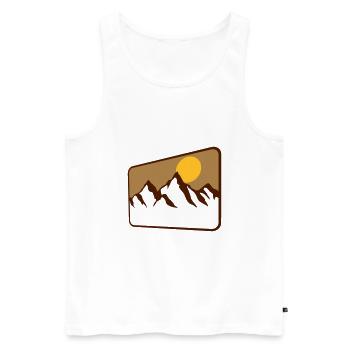 paysage bouclier montagnes silhouette - Débardeur bio Premium Homme - blanc - Devant - Michal (187cm)