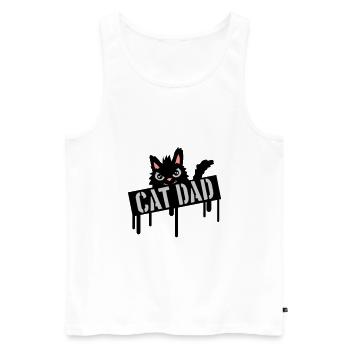 Cat Father Stamp Logo - Men's Premium Organic Tank Top - white - Front - Michal (187cm)