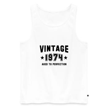 VINTAGE 1974 - Birthday - Aged To Perfection - Men's Premium Organic Tank Top - white - Front - AI Model Male 178 light (178cm)