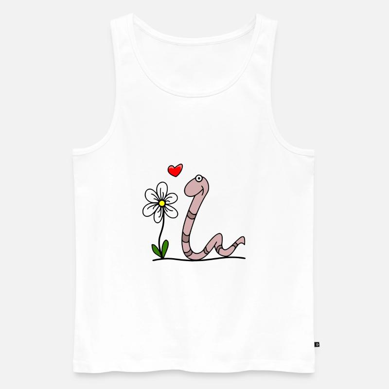 Wurm mit Blume - Männer Premium Bio Tank Top - Weiß