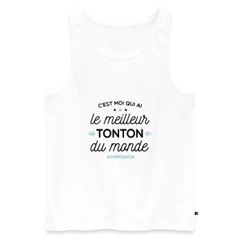 Meilleur Tonton - super tonton - Débardeur bio Premium Homme - blanc - Devant - AI Model Male 178 light (178cm)