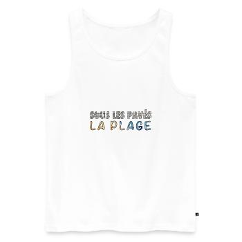 Sous les pavés, la plage - Débardeur bio Premium Homme - blanc - Devant - AI Model Male 178 light (178cm)