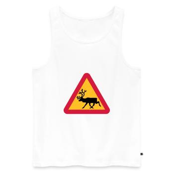 Reindeer warning sign - Men's Premium Organic Tank Top - white - Front - AI Model Male 178 light (178cm)