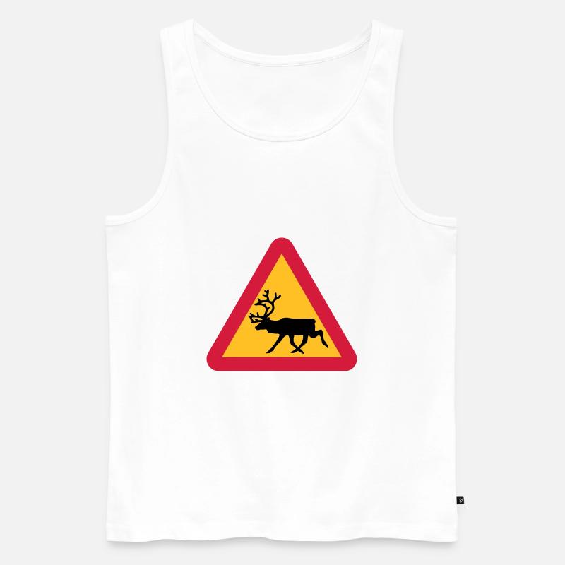 Rentier Warnschild - Männer Premium Bio Tank Top - Weiß