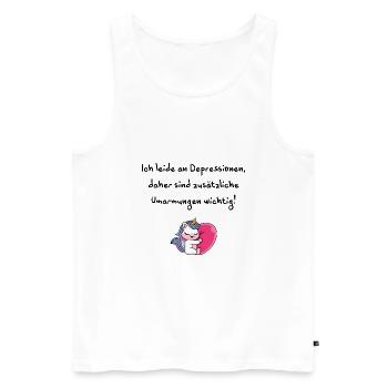 La dépression a besoin de câlins amour licorne - Débardeur bio Premium Homme - blanc - Devant - Michal (187cm)