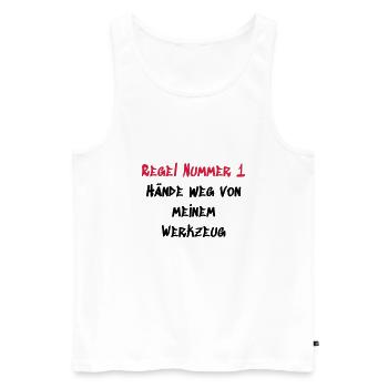 Regel 1 Werkzeug - Männer Premium Bio Tank Top - Weiß - Vorne - Michal (187cm)