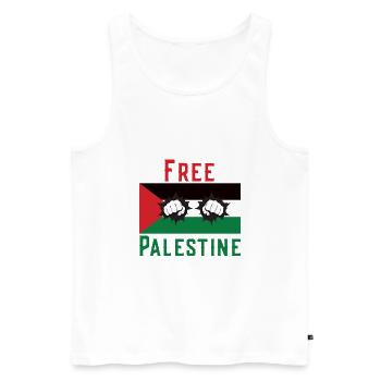 Free Palestine - Débardeur bio Premium Homme - blanc - Devant - AI Model Male 178 light (178cm)