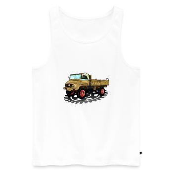 Unimog - Oldtimer - Offroad - Universal Motorgerät - Männer Premium Bio Tank Top - Weiß - Vorne - AI Model Male 178 light (178cm)