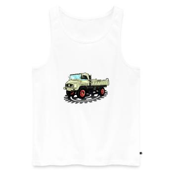 Unimog - Oldtimer - Offroad - Dispositif moteur universel - Débardeur bio Premium Homme - blanc - Devant - AI Model Male 178 light (178cm)