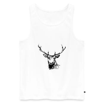 Hirsch - Männer Premium Bio Tank Top - Weiß - Vorne - Michal (187cm)