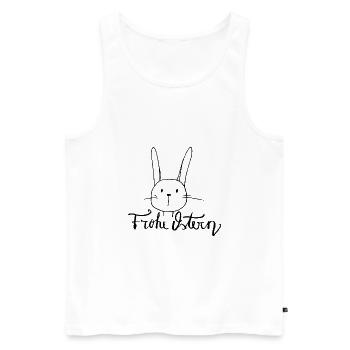 Hasen-Gesicht Happy Easter / Schwarz - Männer Premium Bio Tank Top - Weiß - Vorne - Michal (187cm)