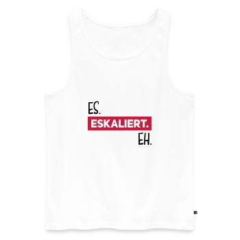 es eskaliert eh - Männer Premium Bio Tank Top - Weiß - Vorne - AI Model Male 178 light (178cm)