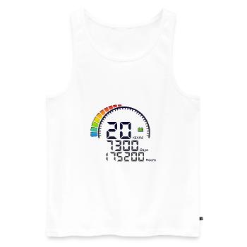 20 ans years compteur anniversaire days hours - Débardeur bio Premium Homme - blanc - Devant - Michal (187cm)