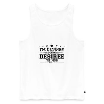 Je suis Desiree en train de faire des choses Desiree - Débardeur bio Premium Homme - blanc - Devant - Michal (187cm)