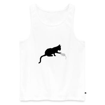 Mama Katze berührt Kätzchen - Männer Premium Bio Tank Top - Weiß - Vorne - Michal (187cm)