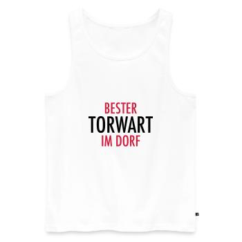 Bester Torwart im Dorf | Fußball Geschenke - Männer Premium Bio Tank Top - Weiß - Vorne - Michal (187cm)