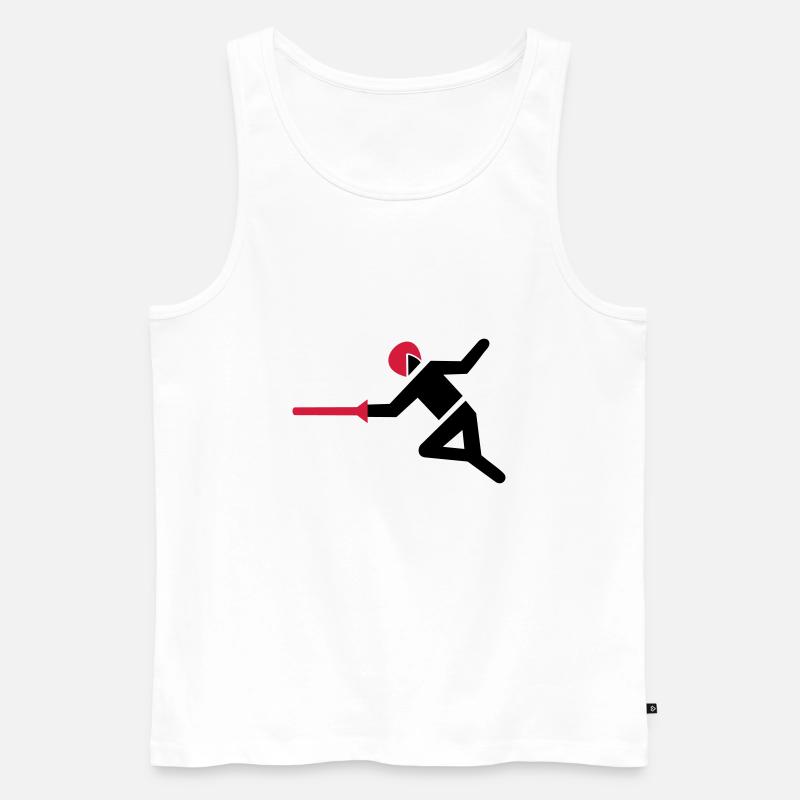 Fechter mit Degen in Angriffsposition - Männer Premium Bio Tank Top - Weiß