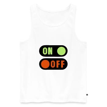 button on off - Men's Premium Organic Tank Top - white - Front - AI Model Male 178 light (178cm)