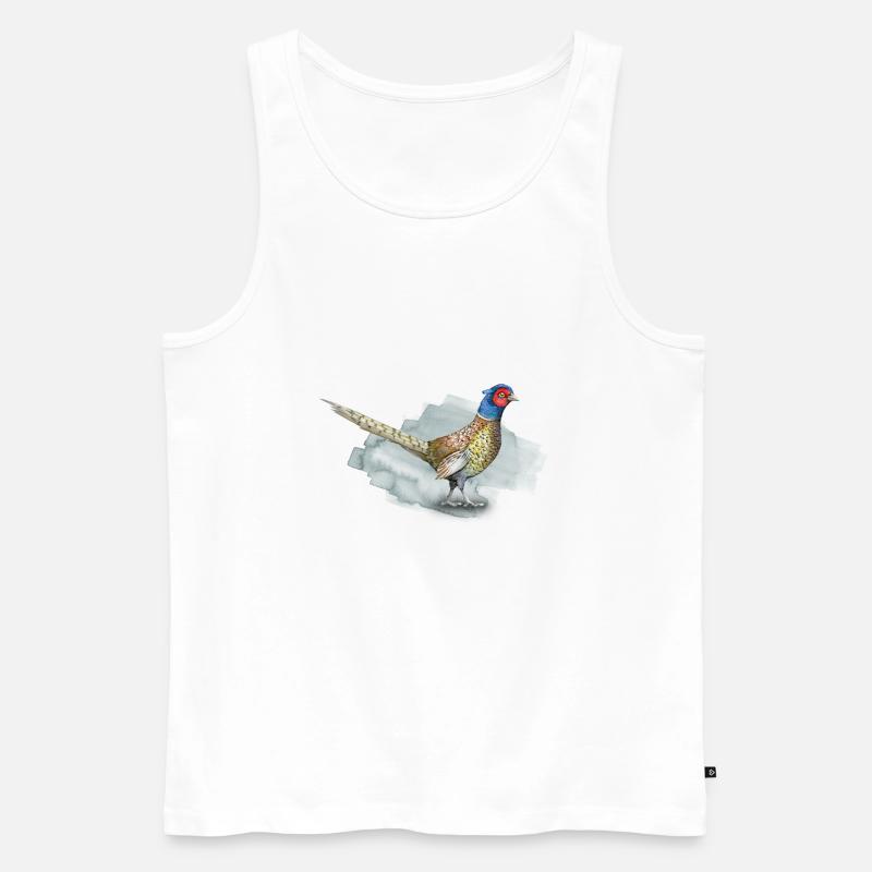 Fasan mit Buntstift - Männer Premium Bio Tank Top - Weiß