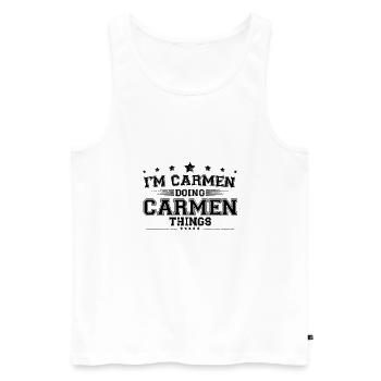 Ich bin Carmen, die Carmen Dinge macht - Männer Premium Bio Tank Top - Weiß - Vorne - Michal (187cm)