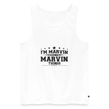 Je suis Marvin en train de faire des choses Marvin - Débardeur bio Premium Homme - blanc - Devant - AI Model Male 178 light (178cm)