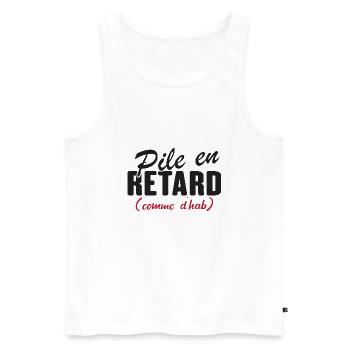 Pile en retard idée cadeau - Débardeur bio Premium Homme - blanc - Devant - Michal (187cm)