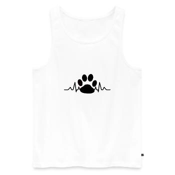 Battement de cœur de patte de chien - Débardeur bio Premium Homme - blanc - Devant - Michal (187cm)