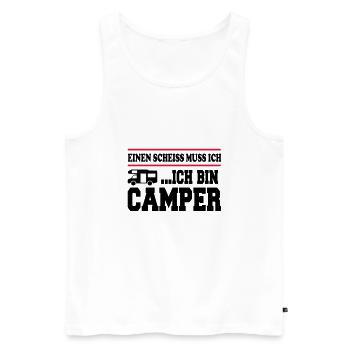 Scheiss muss ich Camping Camper - Männer Premium Bio Tank Top - Weiß - Vorne - Michal (187cm)
