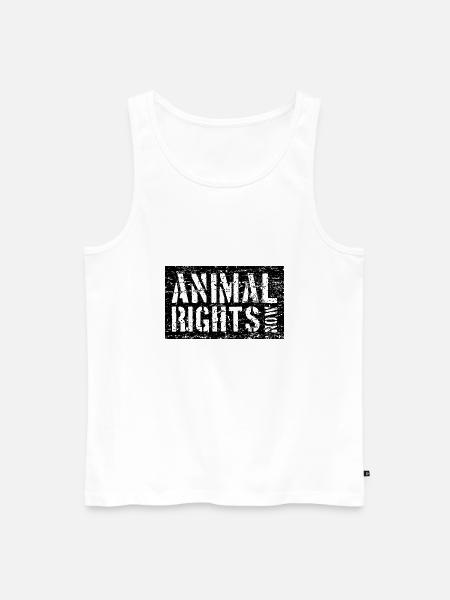 ANIMAL RIGHTS NOW VEGAN - Men's Premium Organic Tank Top - white