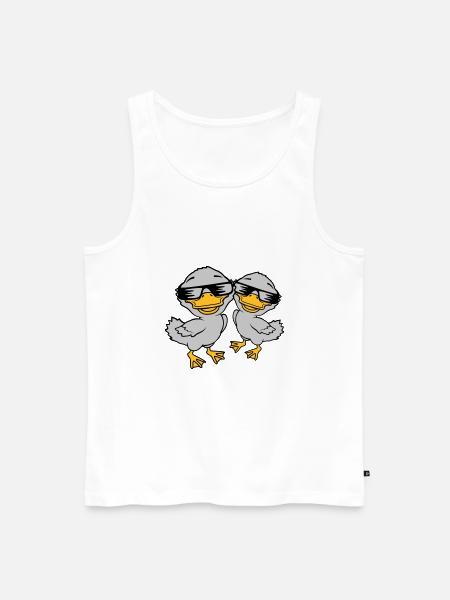 2 Cool Duckling Sunglasses - Men's Premium Organic Tank Top - white