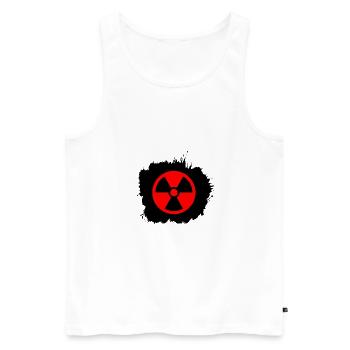 Red, red Radioactive, radioactivity symbol - Men's Premium Organic Tank Top - white - Front - AI Model Male 178 light (178cm)