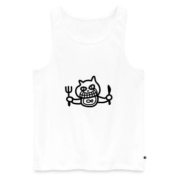 Katze will fressen - line - Männer Premium Bio Tank Top - Weiß - Vorne - AI Model Male 178 light (178cm)