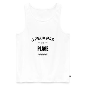 Tee-shirt "J'peux pas j'ai plage" - Débardeur bio Premium Homme - blanc - Devant - Michal (187cm)