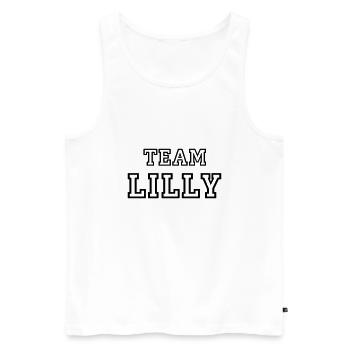 TEAM LILLY Nom du chien TeamTricot - Débardeur bio Premium Homme - blanc - Devant - AI Model Male 178 light (178cm)