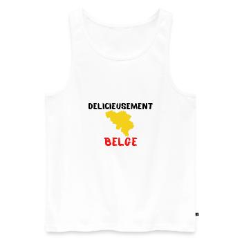 délicieusement belge Belgique humour cadeau - Débardeur bio Premium Homme - blanc - Devant - Michal (187cm)