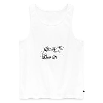 Double lion - Débardeur bio Premium Homme - blanc - Devant - AI Model Male 178 light (178cm)