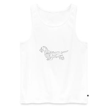 Rauhaardackel schwarz Linienzeichnung Dackelfieber - Männer Premium Bio Tank Top - Weiß - Vorne - Michal (187cm)