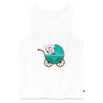 Kinderwagen / Buggy / Baby - Männer Premium Bio Tank Top - Weiß - Vorne - Michal (187cm)