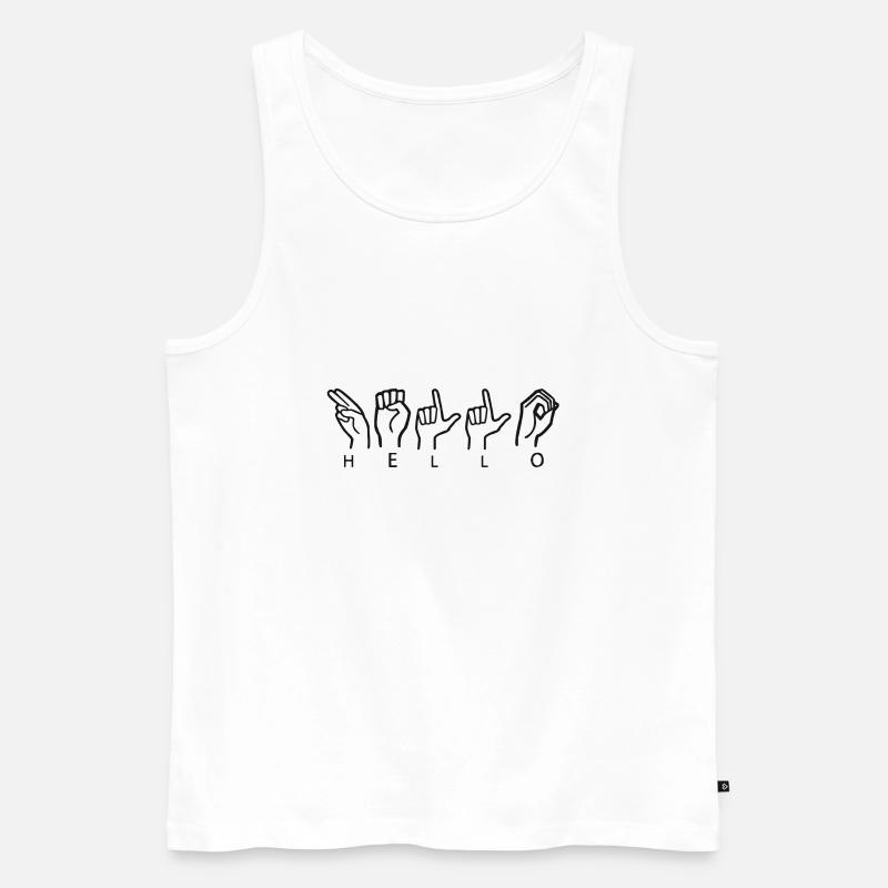Zeichensprache Hello black - Männer Premium Bio Tank Top - Weiß